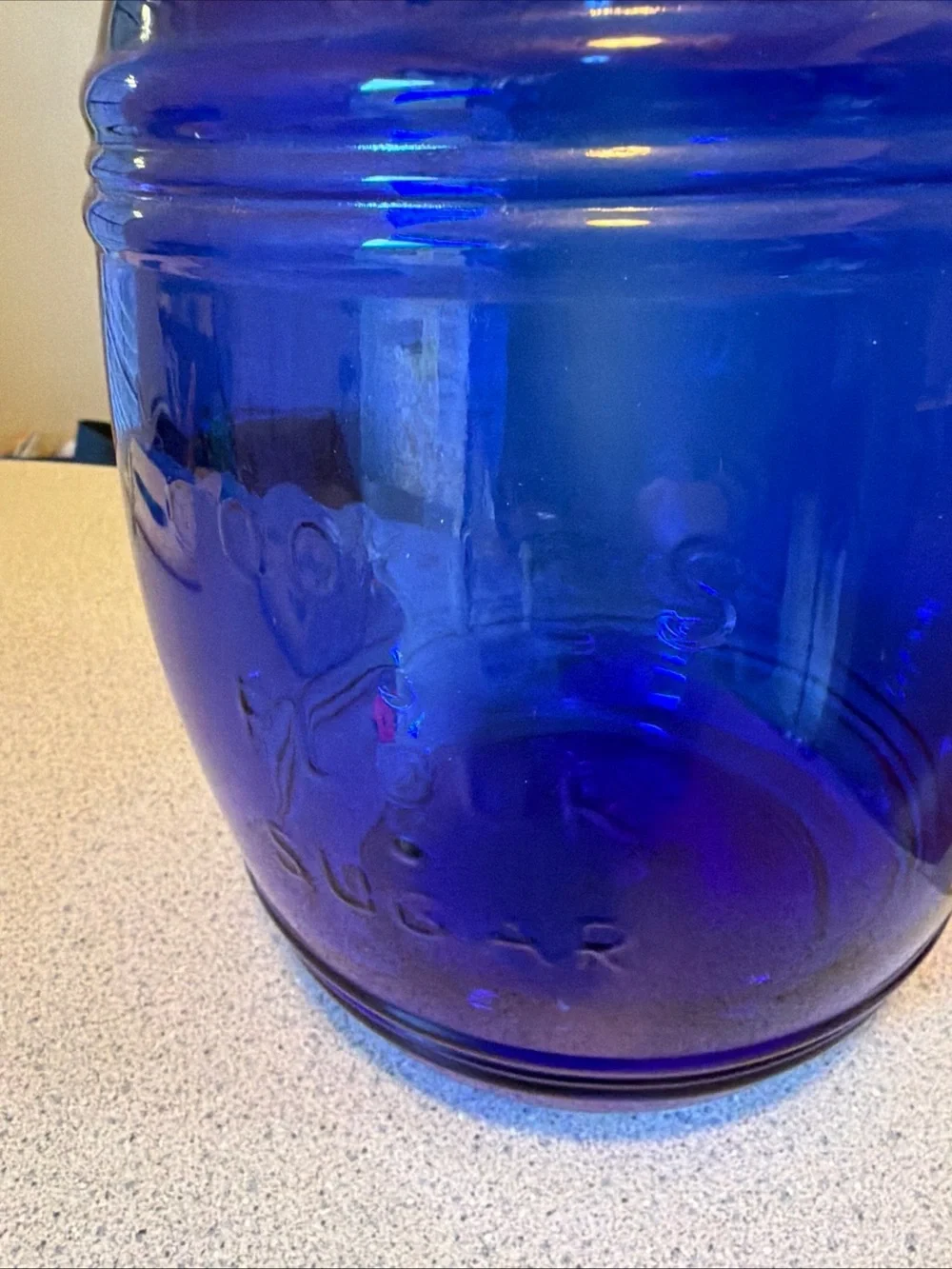 Cobalt Blue Cracker Barrel Glass Airtight Canister with lock down lid 11 inches